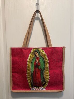 Our Lady of Guadalupe Jute Tote Bag
